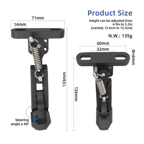 Регульована підніжка Ulip Black для самокатів Xiaomi 4, 4 Lite, 4 Pro та Ninebot F20, F30, F40 1838 фото