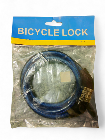 Кодовий замок Bicycle Lock  &ndash; сталевий трос у ПВХ-оболонці, 4-значна комбінація, синій колір. Ідеальний для велосипеда або самоката. 421 фото