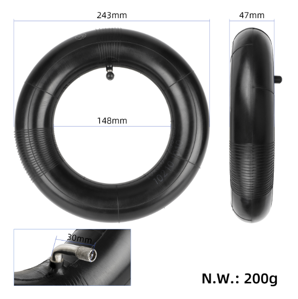 Камера 10&times;3 / 255&times;80 (80/65-6) для электросамокатов KuKirin G2 Max / G2 Master / G3 Pro / Kugoo M4 Pro / Zero 10X / VSETT 10+ / Kaabo Mantis / Nanrobot 844 фото